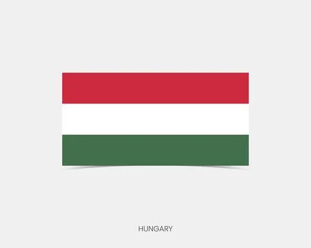 Hungary Rectangle flag icon with shadow. Stock Illustration