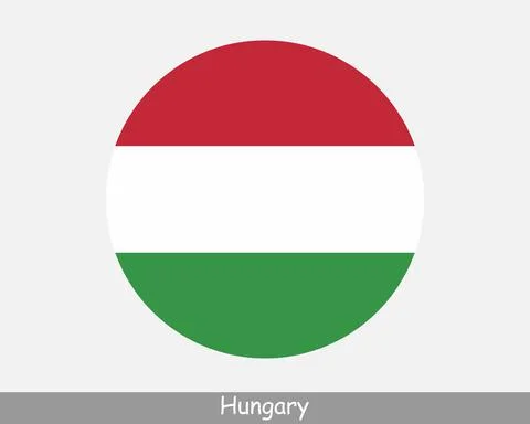 Hungary Round Flag Ilustração Stock