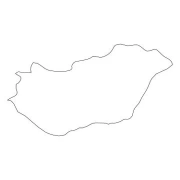 Hungary - solid black outline border map of country area. Simple flat vector Stock Illustration