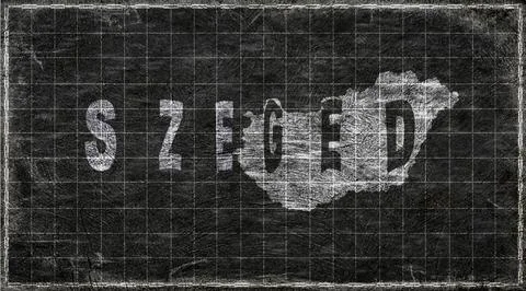 Hungary Szeged Typography Map Stock Illustration