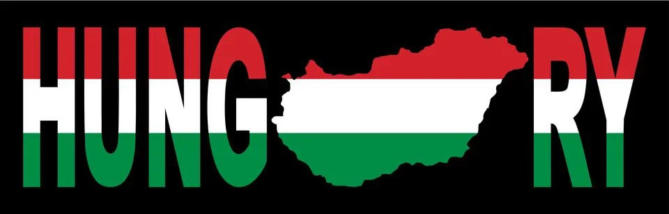 Hungary text with map Ilustración de archivo