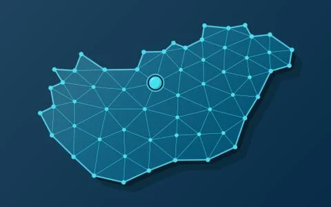Hungary vector map in blue digital design Stock Illustration