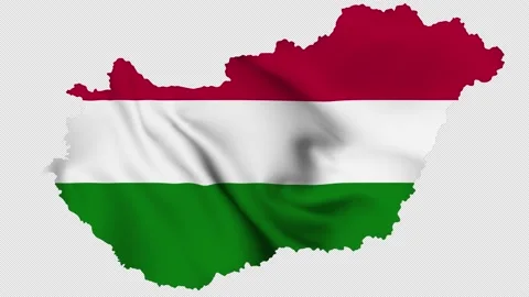 Hungary waving flag map with alpha channel and seamless loop Stock Footage 171482597