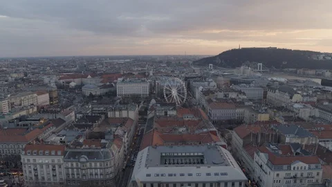 Hungary, winter - downtown Budapest covered in snow, drone video Stock-Footage 101734545
