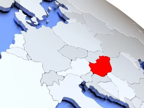 Hungary on world map Illustrazione stock