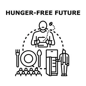 Hunger free future concept solving global food crisis Stock Illustration