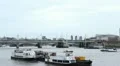 Hungerford Bridge and Golden Jubilee Bridge in London, England, Thames River HD Footage