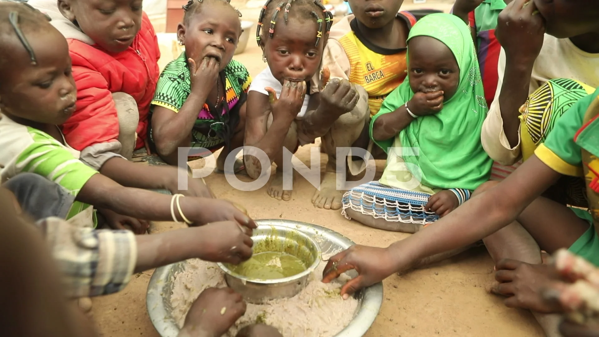 happy african kid eating
