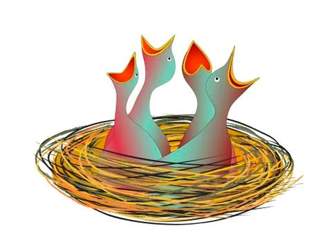 Hungry birds Stock Illustration