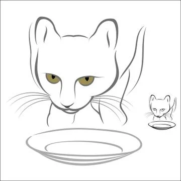 Hungry Cat Stock Illustration