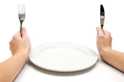 Hungry Isolated on a White Background Foto stock