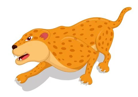 Hungry Leopard Cartoon, Vector Illustration イラスト素材