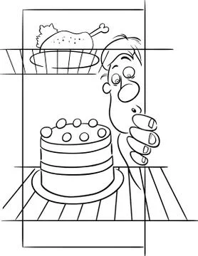Hungry man on diet drawing Illustrazione stock