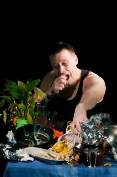 Hungry man Stock Photos