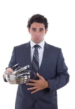 Hungry man seeks lunch Stock Photos