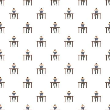 Hungry man waiting for dinner seamless pattern Stock Illustration