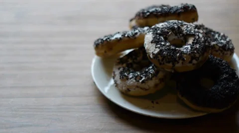 Hungry People Snatch Doughnuts Stock Footage 36826176