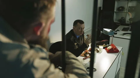 A hungry policeman dines at the office. Stock Footage 88335505