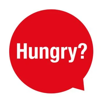 Hungry sign speech bubble red Stock Illustration