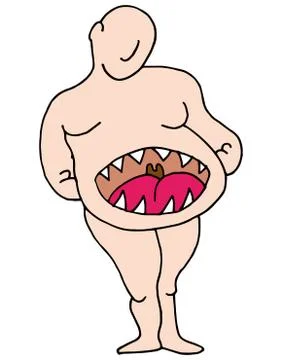 Hungry Stomach Man Stock Illustration