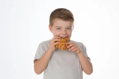 Hungry young boy 스톡 사진