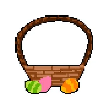 Hunt basket easter pixel art vector illustration Illustrazione stock