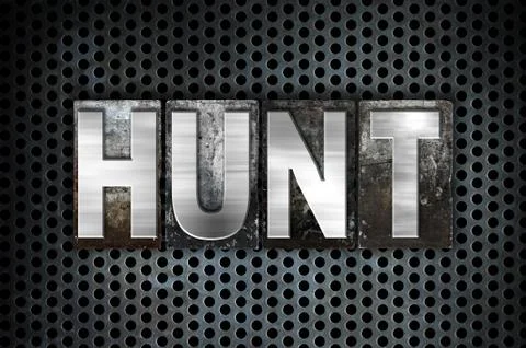 Hunt Concept Metal Letterpress Type Stock Illustration