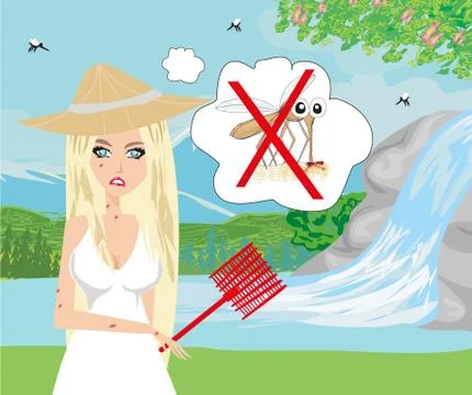 Hunt for mosquitoes Stock Illustration