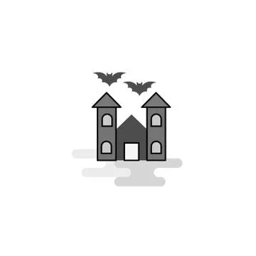 Hunted house Web Icon. Flat Line Filled Gray Icon Vector Stock Illustration