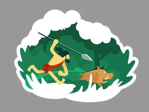Hunter 2D vector web banner, poster Stock Illustration