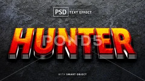 Hunter 3d text effect editable PSD Template