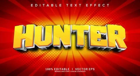 Hunter 3d vector text effect with modern style design Illustrazione stock