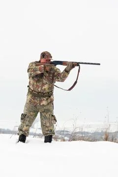 Hunter aiming Foto stock