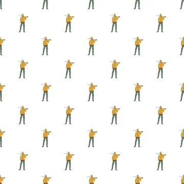 Hunter aiming rifle in a seamless pattern design 스톡 일러스트