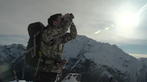Hunter in the Alps. Stock Footage 45119073