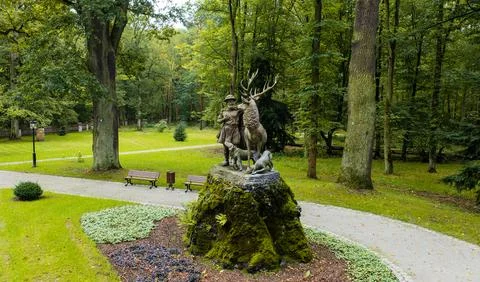 Hunter and deer statue in PRINCE'S AVENUE park Stock Photos