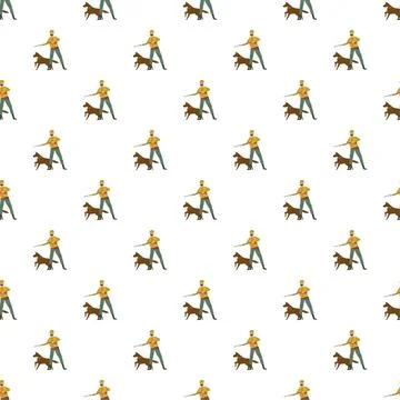 Hunter and dog hunting pattern seamless background Stock Illustration