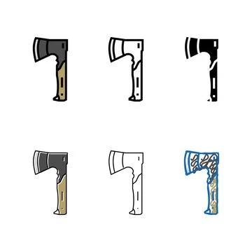 Hunter axe tool color icon vector series 스톡 일러스트