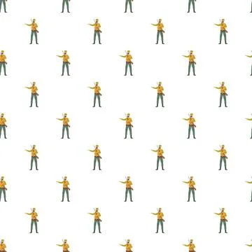 Hunter character pointing repeating seamless pattern Stock Illustration