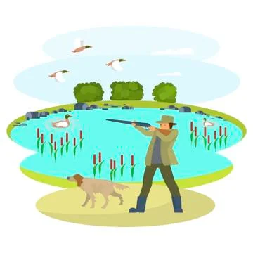 Hunter with a dog Stock Illustration