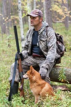 Hunter with dog Stock Photos