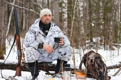 Hunter during the rest Stock Photos