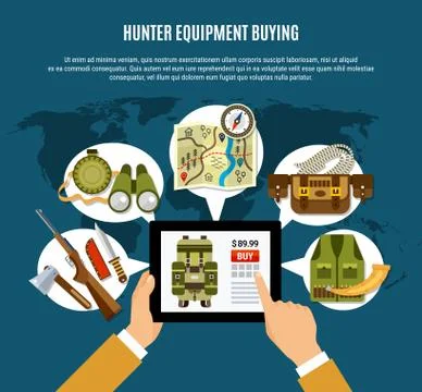 Hunter Equipment Composition Stock Illustration