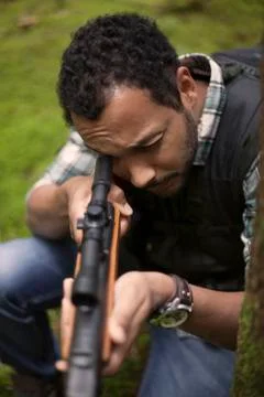 Hunter in the forest Foto stock
