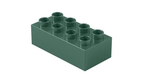 Hunter Green Plastic Lego Block Isolated on a White Background. Stock Illustration