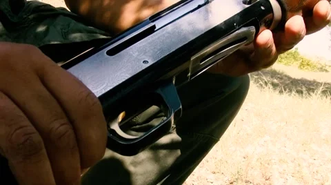 Hunter hands with rifle Stockbeeldmateriaal 54737336