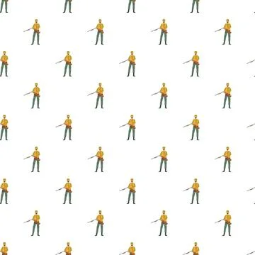 Hunter holding rifle repeating seamless pattern illustration Stock Illustration