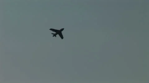 Hunter jet flying through blue sky Stock-Footage 42221277