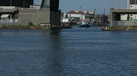 Hunter Killer submarine being moved in Devonshire dock Stock Footage 54089442