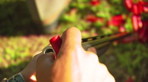 Hunter loading shells in shotgun Video stock 54591670